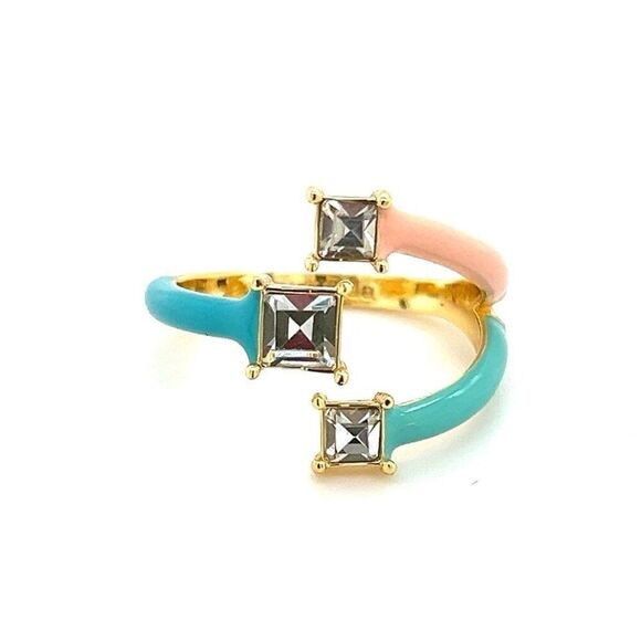 Pura Vida Teal/Pink Enamel Ring - Picture 1 of 10